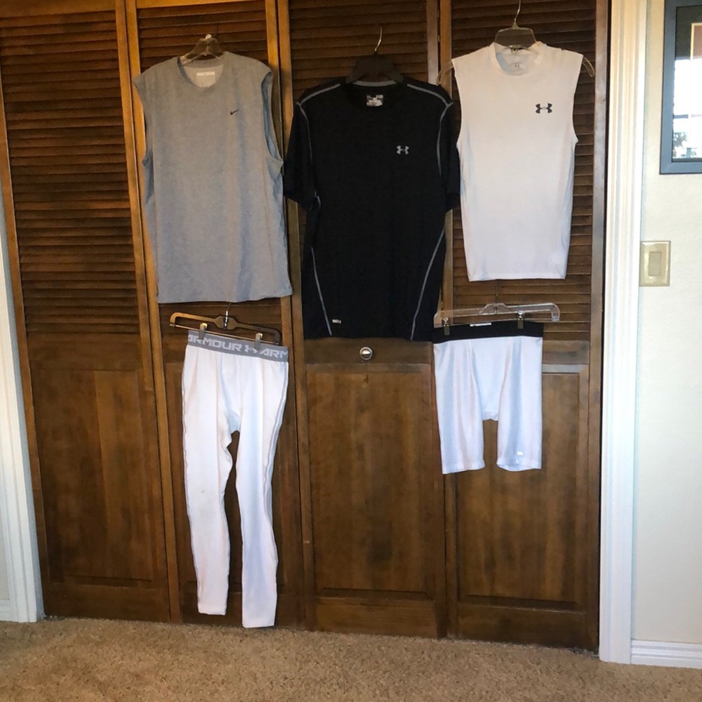 Under Armour/Nike Sleeveless Tops and Leggings - Gray, Black, White 🏈 🥍